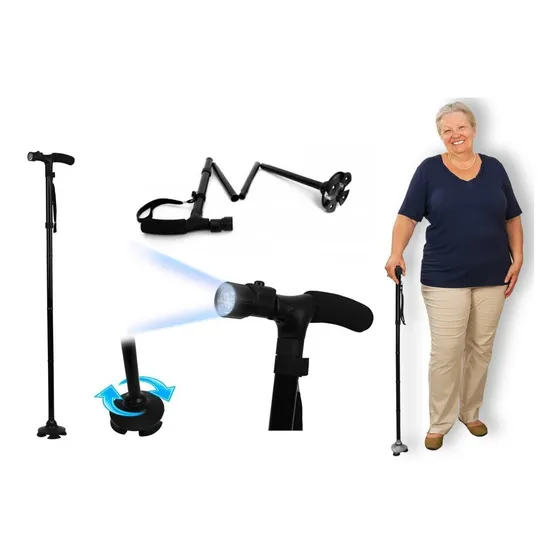 Bastón Plegable Con Mango Ergonómico Y Altura Ajustable