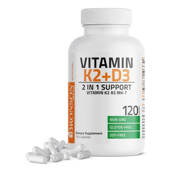 Suplemento Bronson Vitamina K2 (mk7) Con D3 5000 Ui 120 Cáps