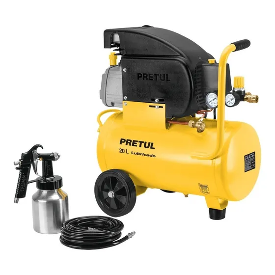 Kit Compresor De Aire 20L 2.5hp con manguera y pistola Pretul COMP-KIT20P