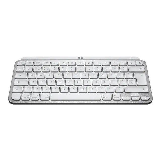 Teclado bluetooth Logitech Master Series MX Keys Mini QWERTY español color gris pálido con luz blanca