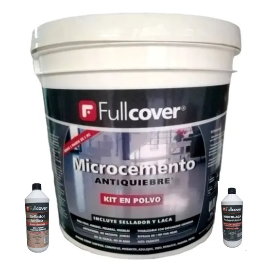 Microcemento  Mesadas Fullcover Gris 5m2 Con Sellador Y Laca