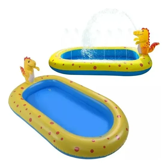 Piscina Con Lanzador De Agua Inflable Dinosaurio Carnaval