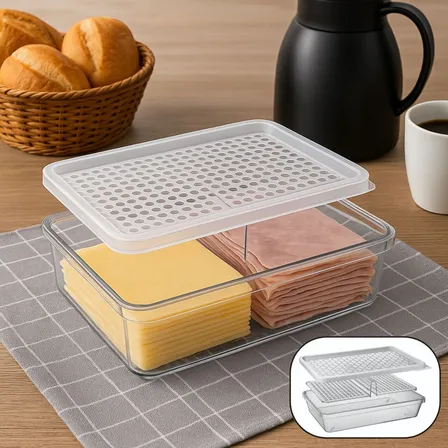 Organizador Porta Frios Uz Geladeira Pote Escorredor Tampa Transparente