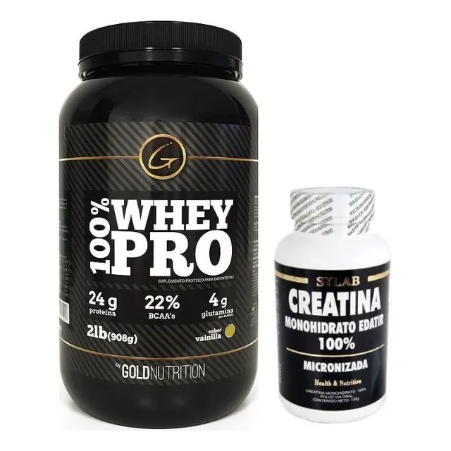 Proteina Whey Pro 2lb Gold Nutrition + Creatina Sylab 120g