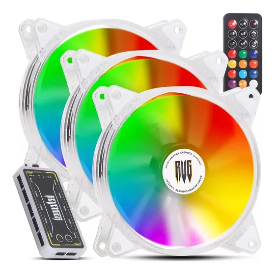 Kit Cooler 3 Fan Rgb Pc Cpu 120mm Argb Controlador Ventoinha