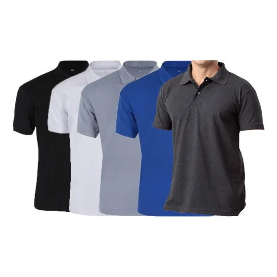Kit5 Camisa Polo Lisa  Masculino Varias Cores