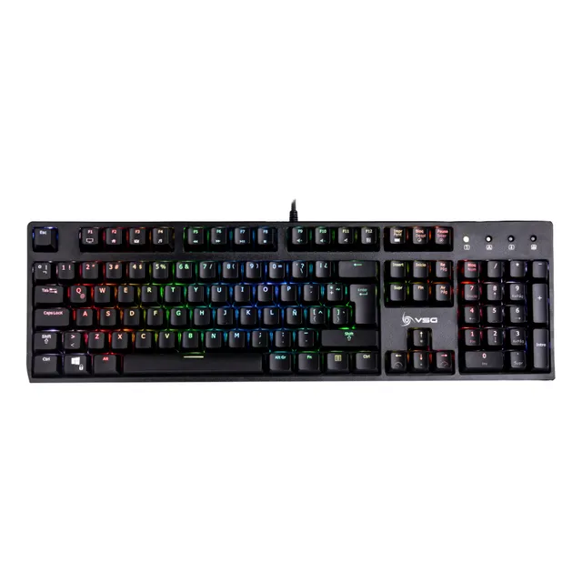 Teclado gamer VSG Alnilam QWERTY Kailh Brown español latinoamérica color negro con luz RGB