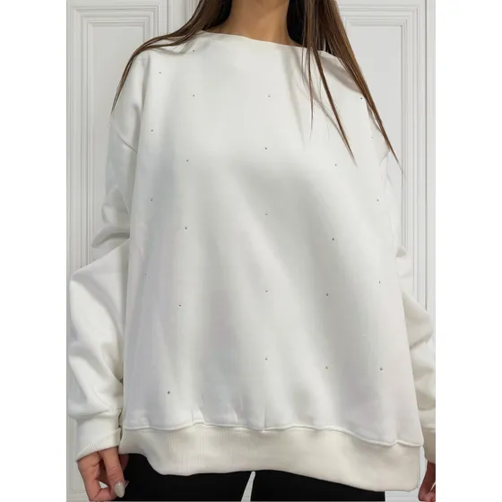 Buzo Over Frisa Brillos Strass Mujer Nylon