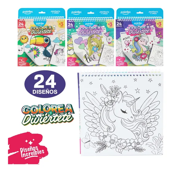 Libro De Colorear Infantil Espiral 24 Hojas Pointer.