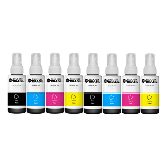 BULK INK DO BRASIL L380/L355/L365/L375/L395/l396 Negro, Cian, Amarillo, Magenta Pack 8 70 mL