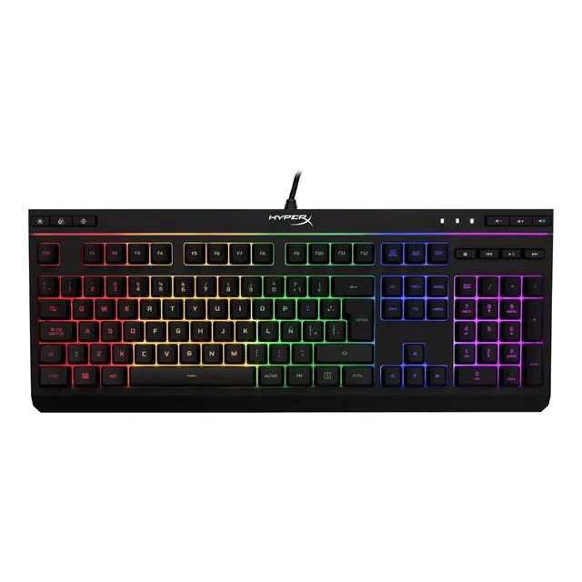 Teclado gamer HyperX Alloy QWERTY Membrana español latinoamérica color negro con luz RGB
