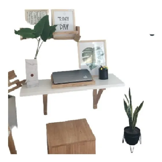 Escritorio Con Mensulas De Madera Nordico Mueble Biblioteca