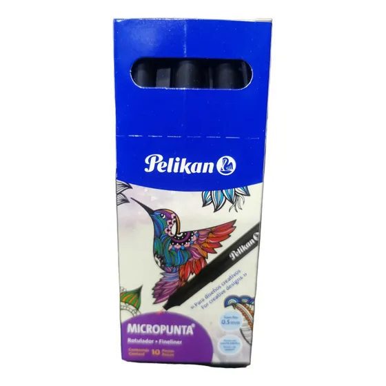 Micropunta Pelikan 0,5mm X 10 U - Unidad Tinta Negro Exterior Negro
