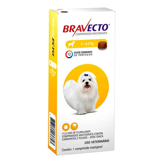 Comprimido Mastigável Bravecto Dog 2-4,5 Kg Peso Máximo Do Animal De Estimação 2 Kg Peso Mínimo Do Animal De Estimação 4,5 Kg Comprimido Mastigável Bravecto Dog 2-4,5 Kg Peso Máximo Do Animal De Estimação 2 Kg Peso Mínimo Do Animal De Estimação 4,5 Kg
