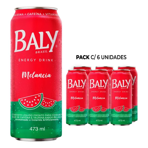 Pack com 6 unidades Energético Baly Energy Drink Melancia 473ml