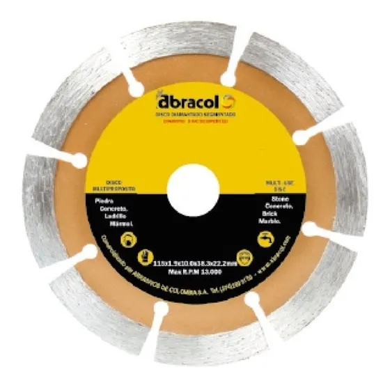 Disco Diamantado Segmentado Abracol 4 1/2 clave 5502