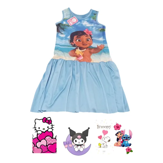 Vestidos De Niñas Deportivo Casual Frozen Stich Kitty Moana
