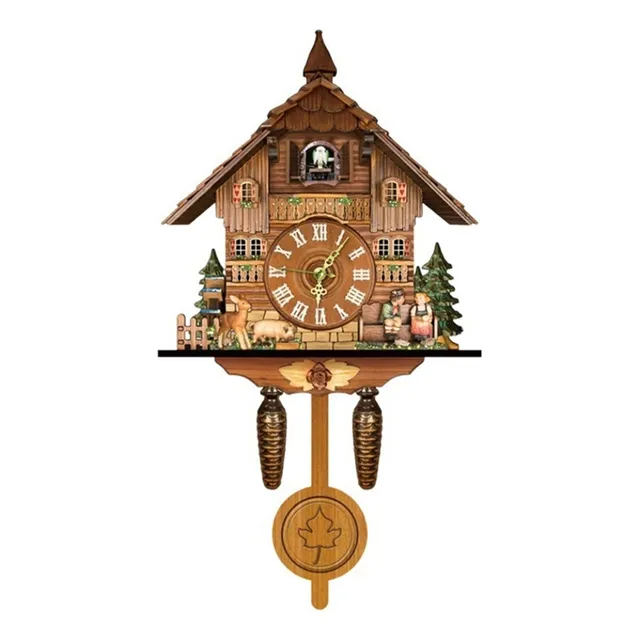 Reloj Pared Para Hogar Retro Cuco Viento Sala Estar Bosque