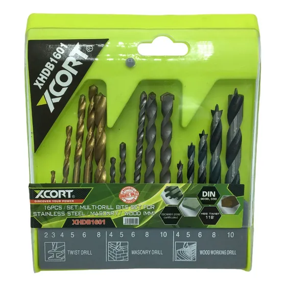 Juego Mechas Combinadas 16und Metal Concreto Madera Xcort