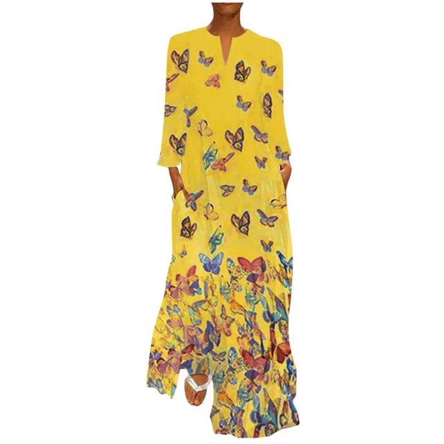 Maxivestido Manga Larga Para Mujer Estilo Vintage Bohe Punto