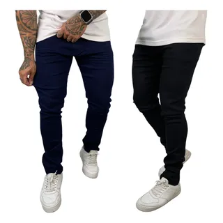 Kit 2 Calças Jeans Masculina Skinny Slim Com Elastano Kit 2 Calças Jeans Masculina Skinny Slim Com Elastano