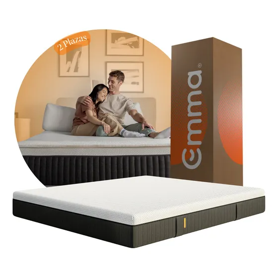 Colchón Emma Hybrid Premium 2 Plazas 150 Cm X 190cm X 25 Cm Color Blanco/Gris