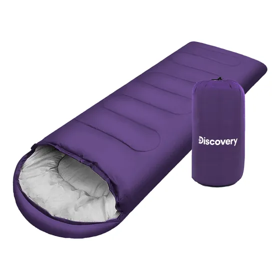 Bolsa Dormir Discovery Infantil Cierre Niños Camping Capucha Color Violeta Ubicación Del Cierre Derecho