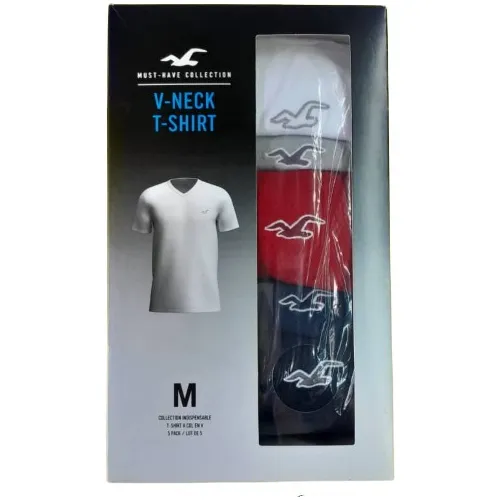 Pack 5 O 3 Franelas Hollister Originales Cuello Redondo O 