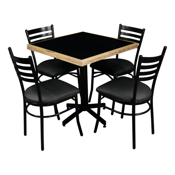 Juego de comedor Itluam Muebles Itluam Muebles COMEDOR ESTÁNDAR ITALIA color negro con 4 sillas diseño liso mesa de 75cm de largo máximo x 75cm de ancho x 72cm de alto