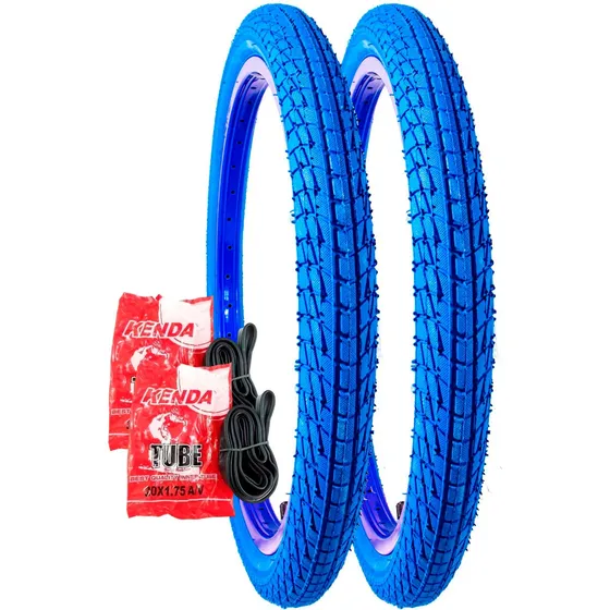 Par Pneu Colorido Aro 20x1.95 Bicicleta Kenda Bmx + 2 Camara Cor Azul