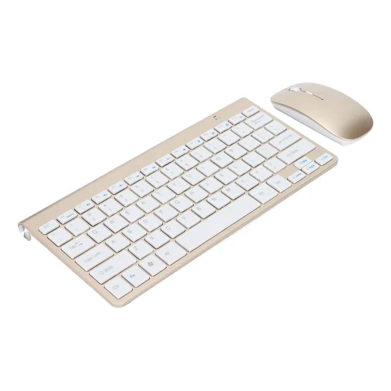 Combinação Dourada De Teclado E Mouse Sem Fio 2.4g Usb Ultra