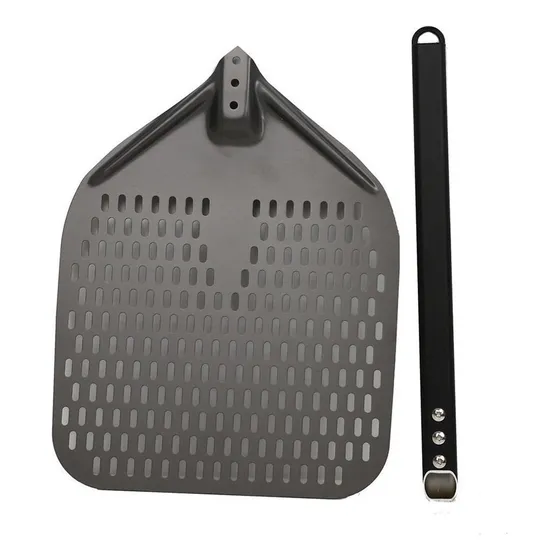 Cáscara De Pizza Perforada Mango De 14 Pulgadas Y 40 Cm