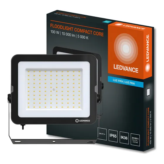 Refletor Floodlight Compact 100w 100° Ip65 127/220V Ledvance Carcaça Preto Luz Branco-frio 127/220v