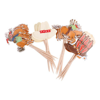 Q 48pcs Set Cowboy Theme Cupcake Picks Decoración De Partido Q 48pcs Set Cowboy Theme Cupcake Picks Decoración De Partido
