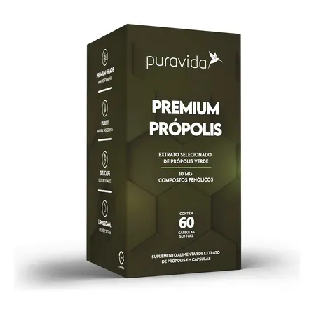 Propolis Verde Premium Com 60 Cápsulas Puravida