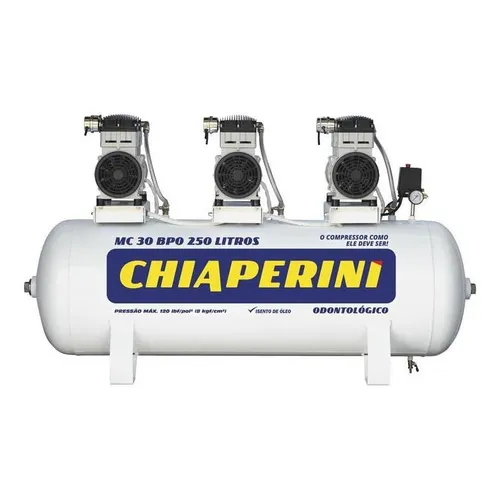 Compressor Chiaperini Mc 30 Bpo 250 Litros 6 Cv Monofásico I Cor Branco Fase elétrica Monofásica Frequência 60 220V