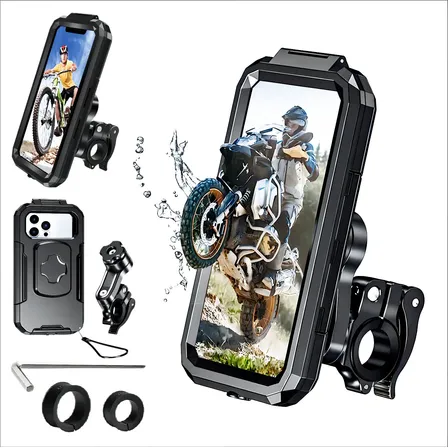 Soporte Porta Celular Para Moto Y Bicicleta Impermeable 360º Negro