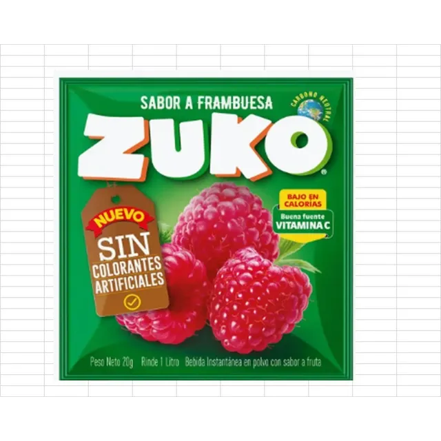 Jugo Zuko  En Polvo Sabor Frambueza X 50 Sobres