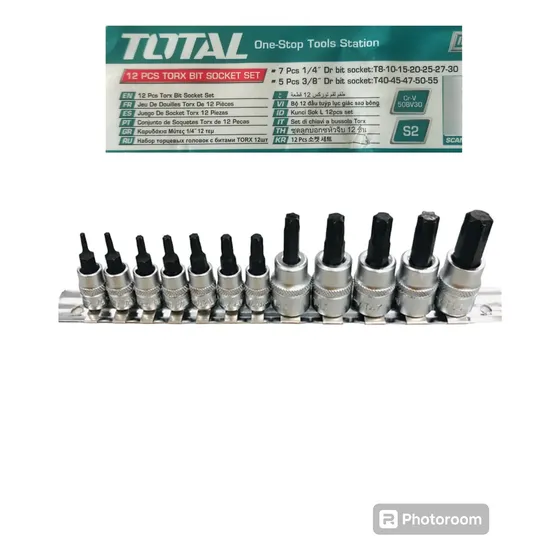 Juego De Dados Torx 12 Pzas T8-t30x1/4 T40-t55x3/8