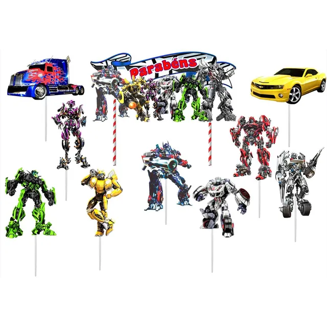 Topo De Bolo Transformers 10 Peças