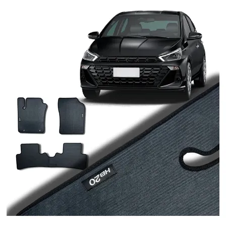 Tapete Carro Hb20 Hatch Borracha Impermeával 2012 A 2025 Preto