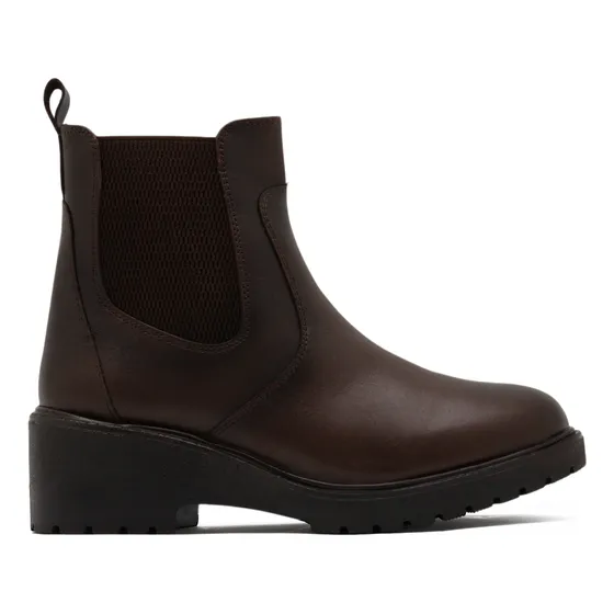 Botin Bota Cafe Piel Mujer Andrea Confort Elastico Tacon Dam