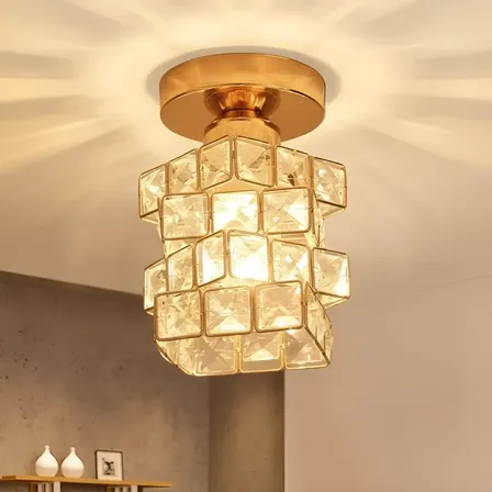 Luminária De Cristal Minimalista No Estilo Americano 110v - 220v Dourado-2