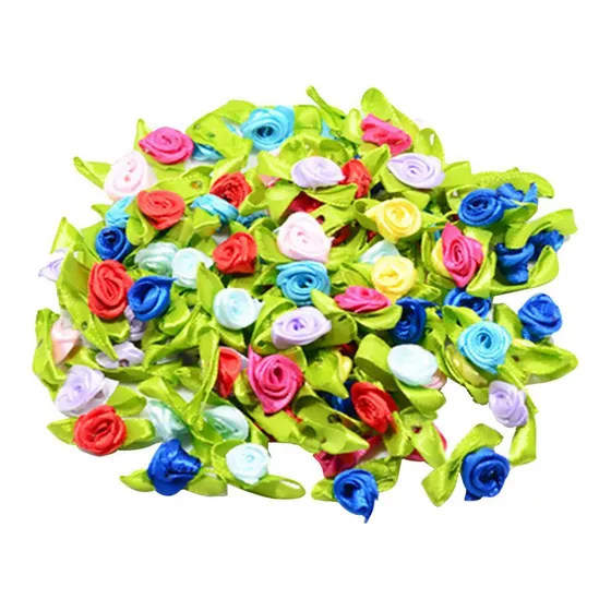 Pacote De 100 Com Flores Rosa Roupas Apliques De Tiaras
