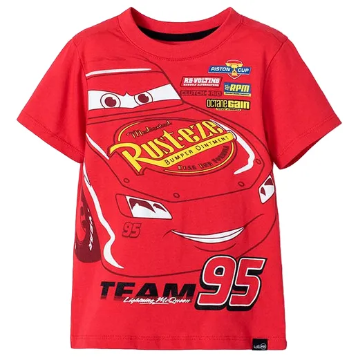 Camiseta De Cars Manga Corta Rojo Para Niño 2t A 5t