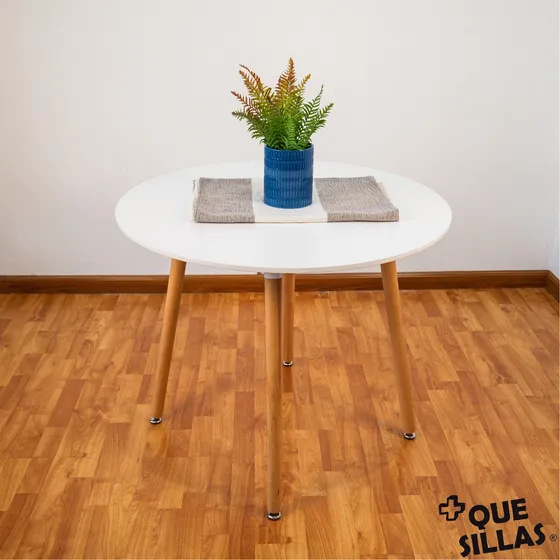 Juego de comedor Más que Sillas Eames Milan blanco con 4 sillas diseño moderno mesa redonda 90cm x 90cm x 75cm