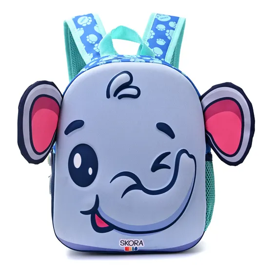 Mochila Infantil Hello Kawaii Termoformada Jardin Cole Skora Color Azul Elefante