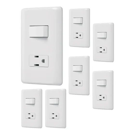 Kit De 7 Placas Armadas Con Contacto Y  Apagador Basic