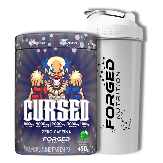 Pré Treino Cursed Sem Cafeina 450g Alta Performance Com Creatina, Beta Alanina, Glutamina, BCAA Sabor Maçã Verde - Forged Nutrition