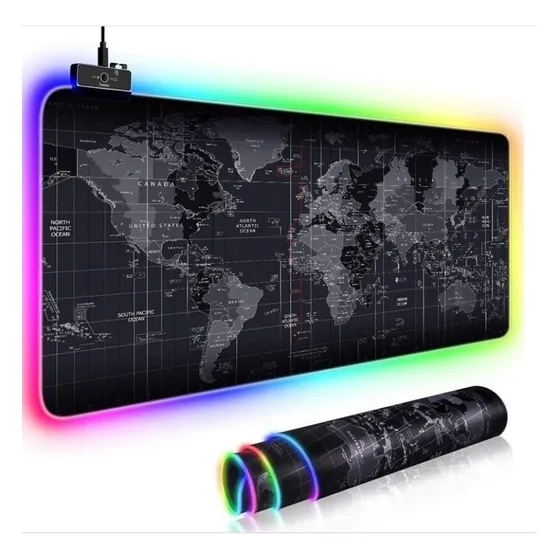 Mouse Pad Rgb Pc Gamer Luces Con Diseño Rgb Grande Largo